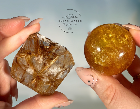 Golden Goodness or Sunny Sparkles? ✨Golden Rutilated Quartz vs. Yellow Fluorite with Mica
