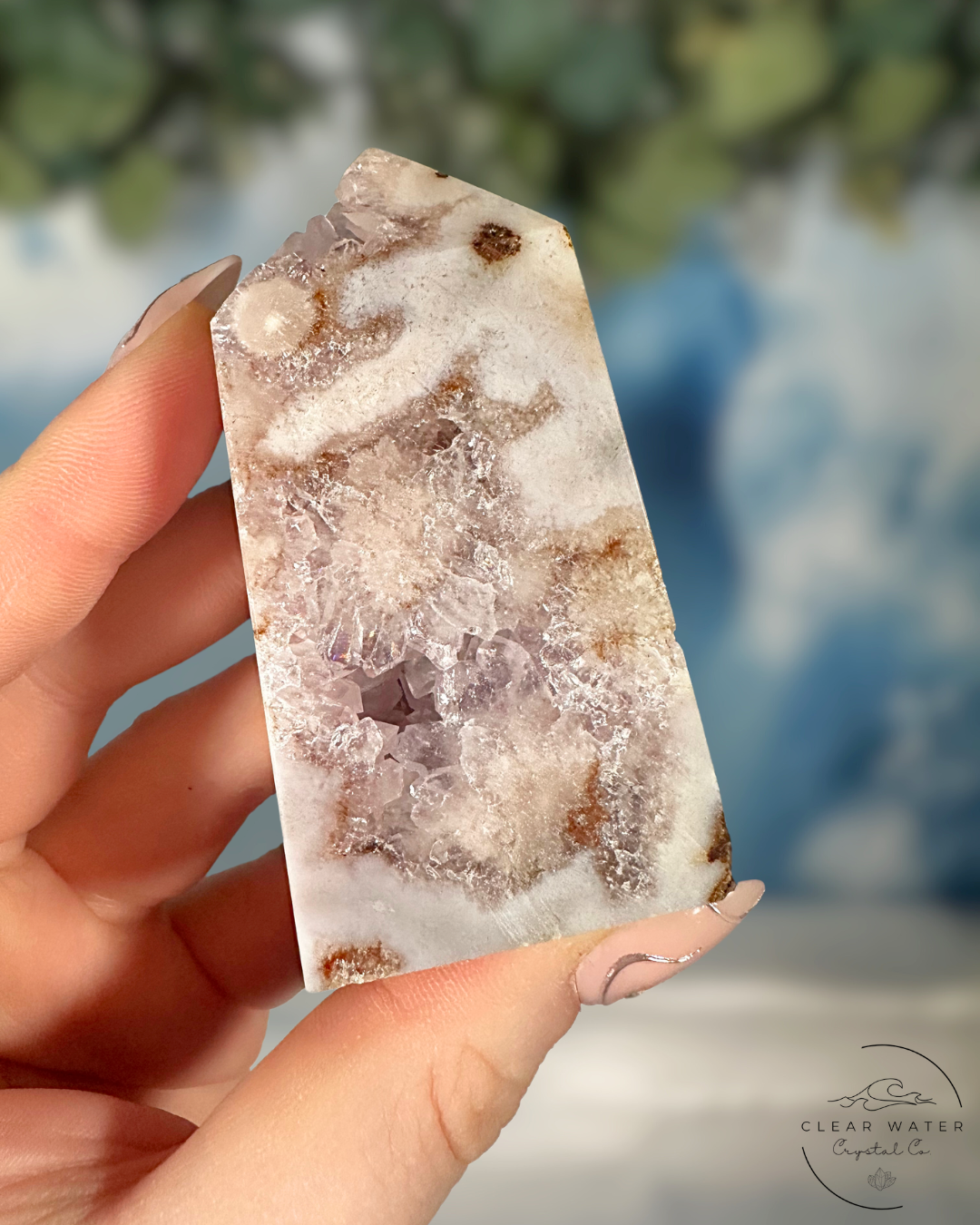 Blooming Heart Tower: Flower Agate & Pink Amethyst Synergy