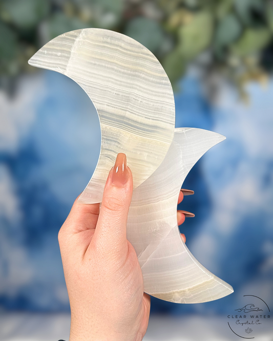 Mexican White Onyx Moon Plate