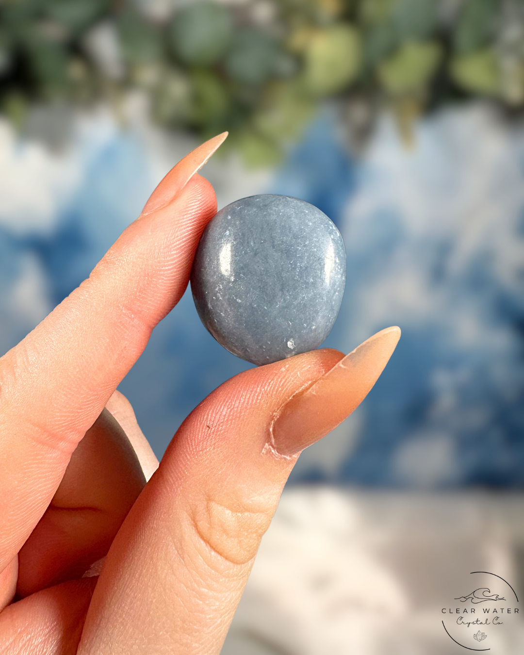 Angelite Tumble Stone - Gentle Serenity & Angelic Connection
