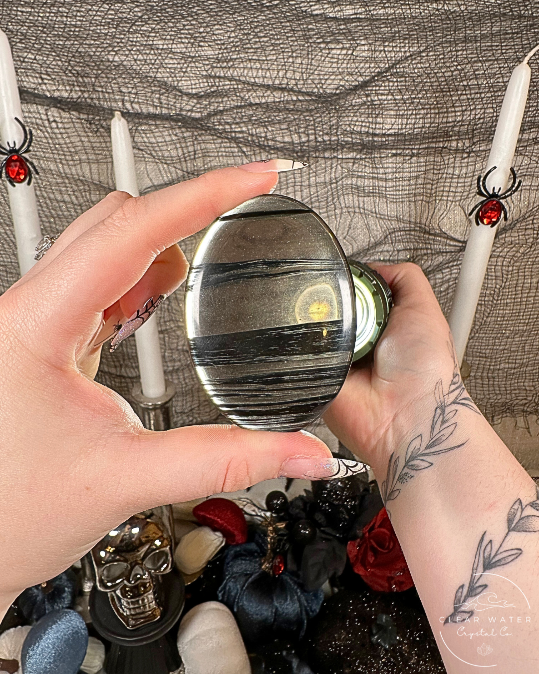 Midnight Lace Obsidian Palmstones