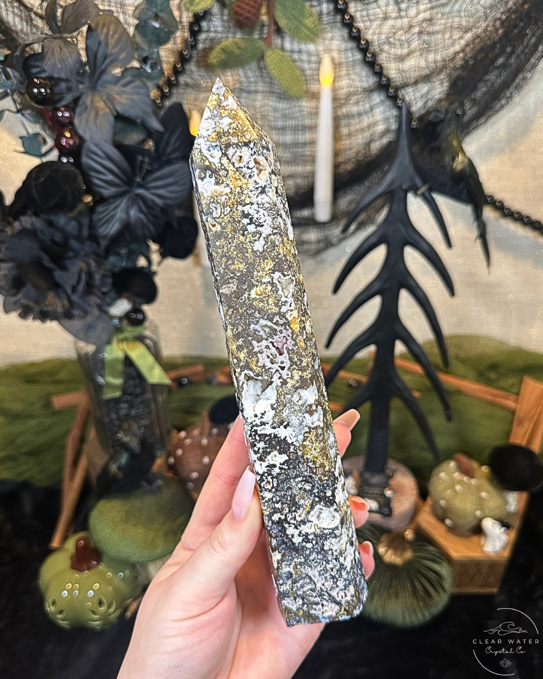 Large Sea Jasper Druzy Tower | China