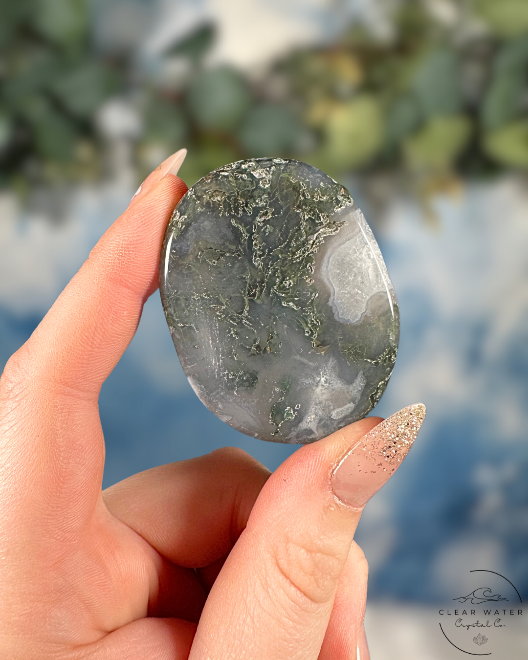 Moss Agate Worry Stone - Grounding Growth & Tranquil Connection