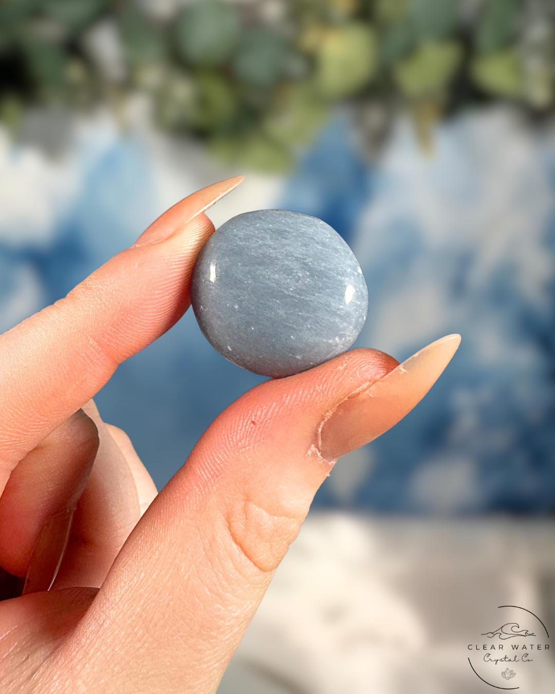 Angelite Tumble Stone - Gentle Serenity & Angelic Connection