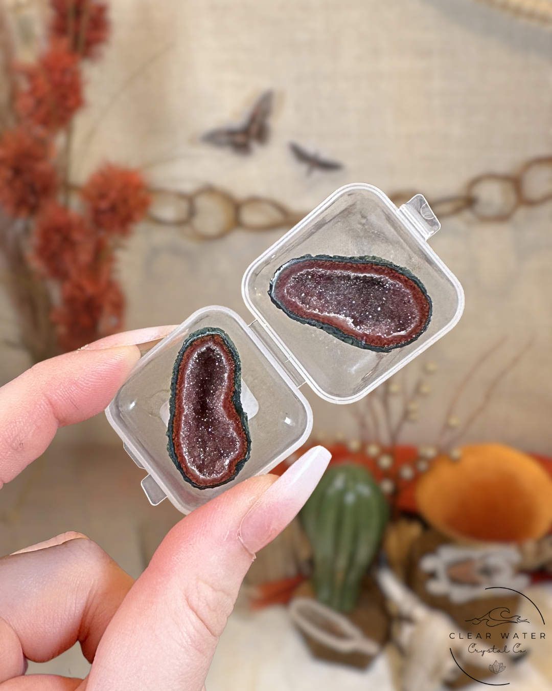 Red Tabasco Agate Geode Pair- Mexico