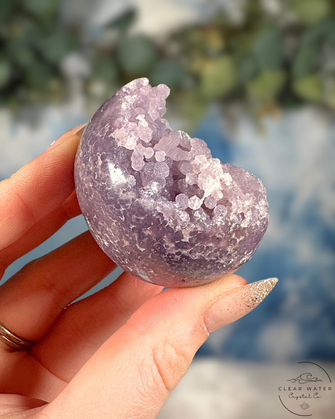 Half-Polished Grape Agate Spheres: Mystical Harvest