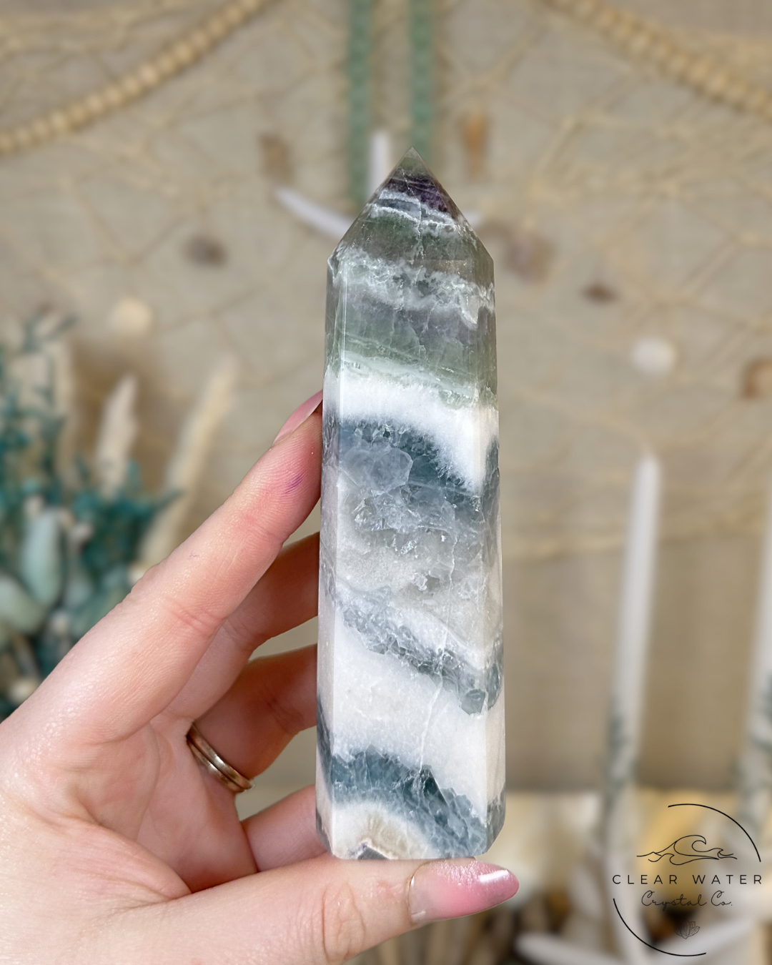 Silky Blue Flourite Tower- China