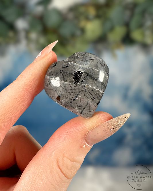 Black Tourmaline in Quartz Hearts - Grounded Protection & Amplified Compassion