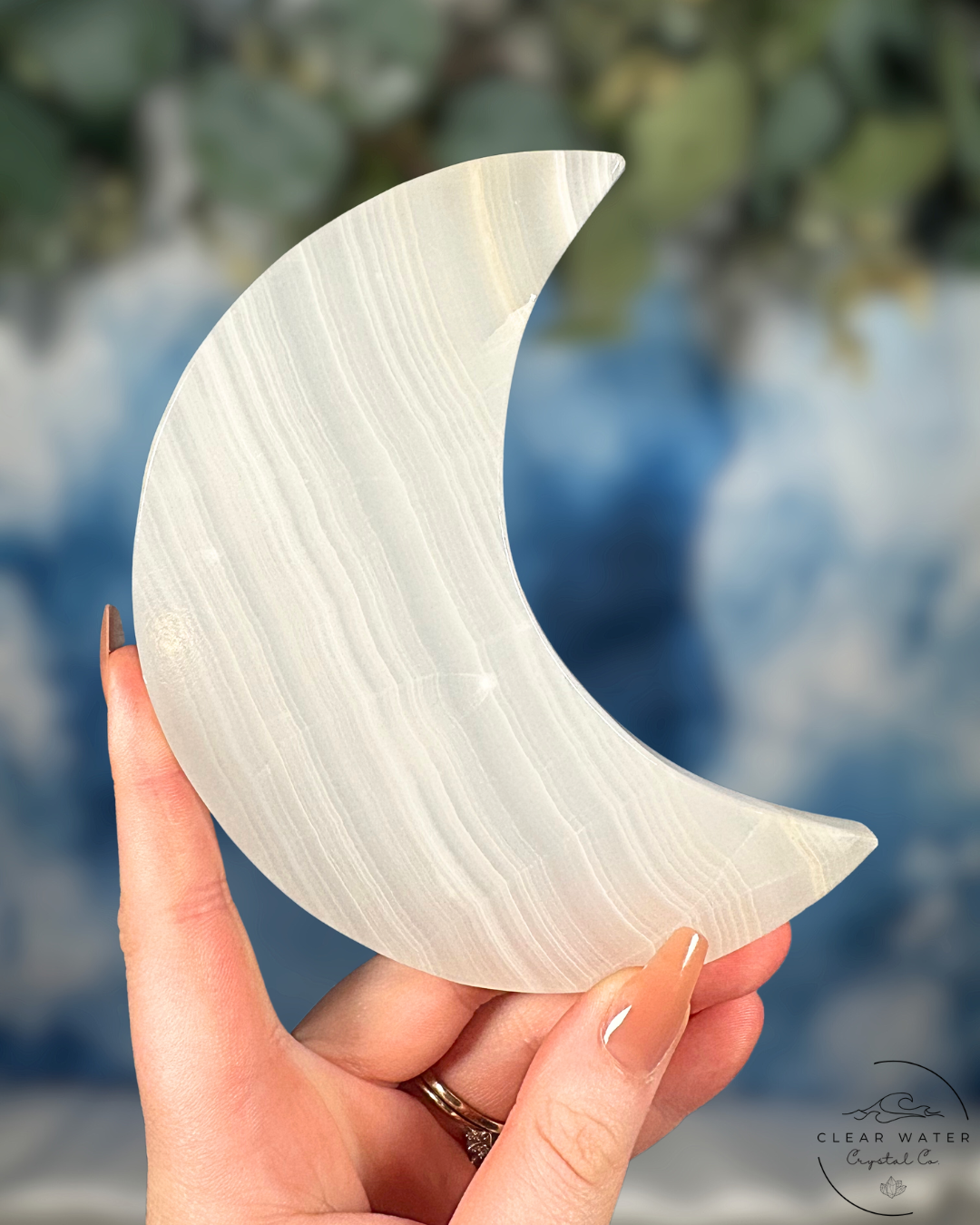 Mexican White Onyx Moon Plate