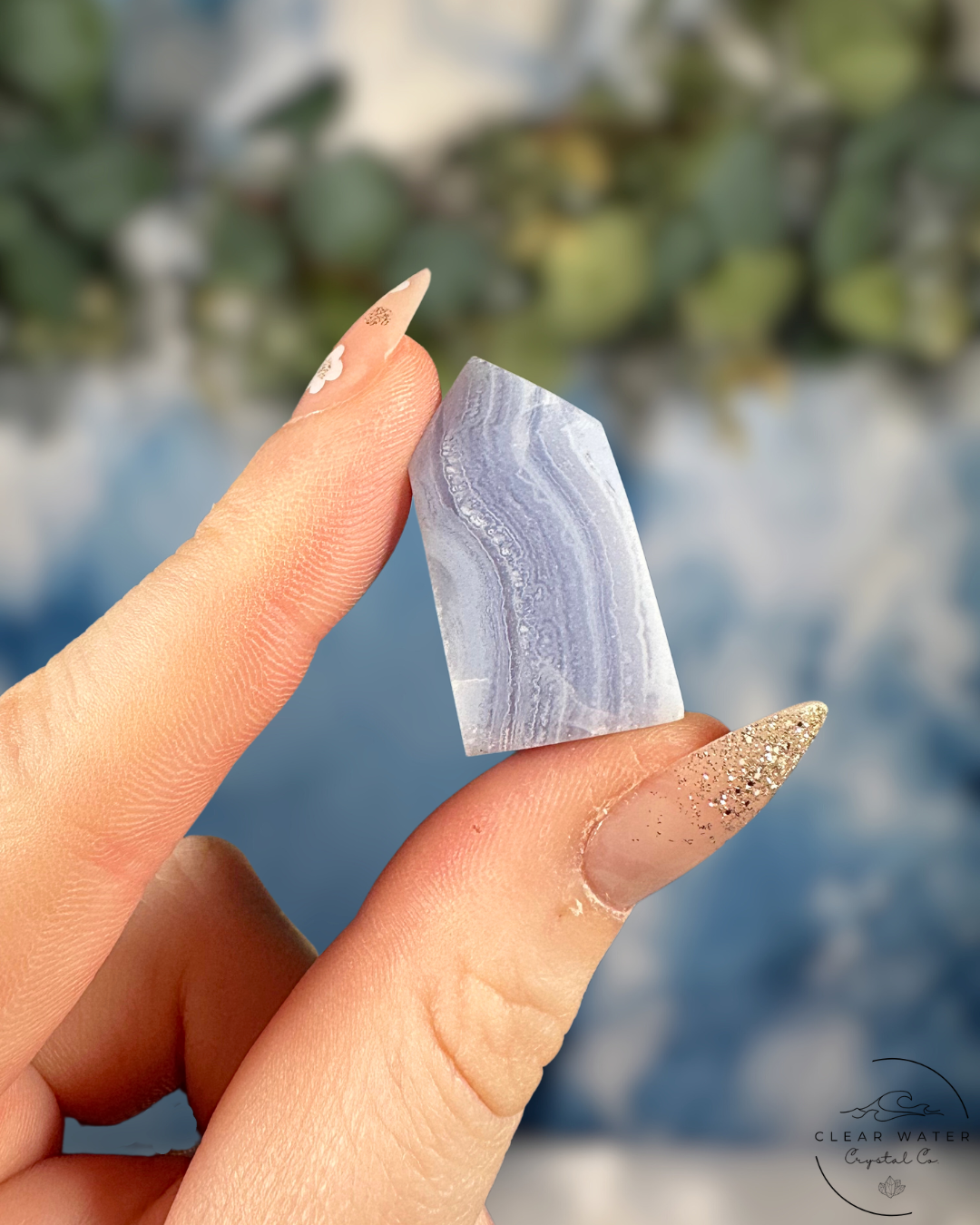 Mini Blue Lace Agate Tower - Gentle Calm & Clear Expression