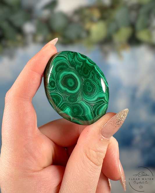 Malachite Worry Stone - Deep Healing & Energetic Growth