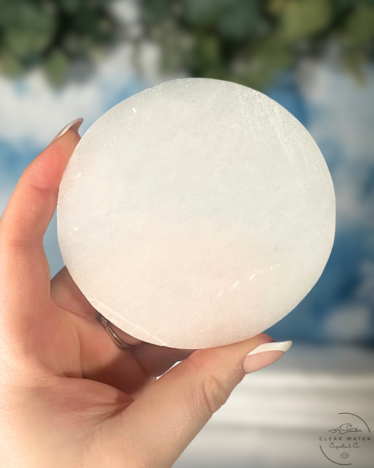Satin Spar Charging Plate: Lunar Light