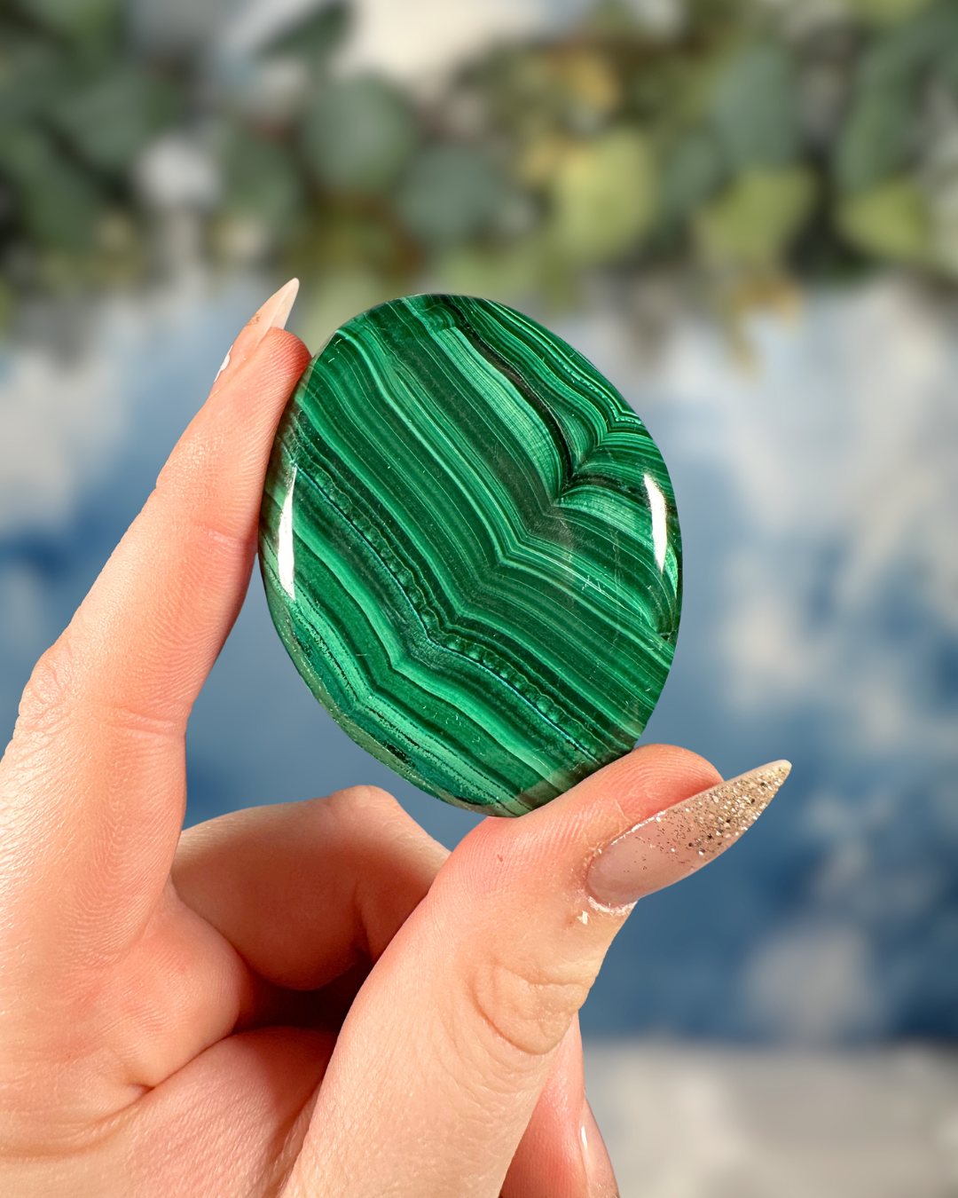 Malachite Worry Stone - Deep Healing & Energetic Growth