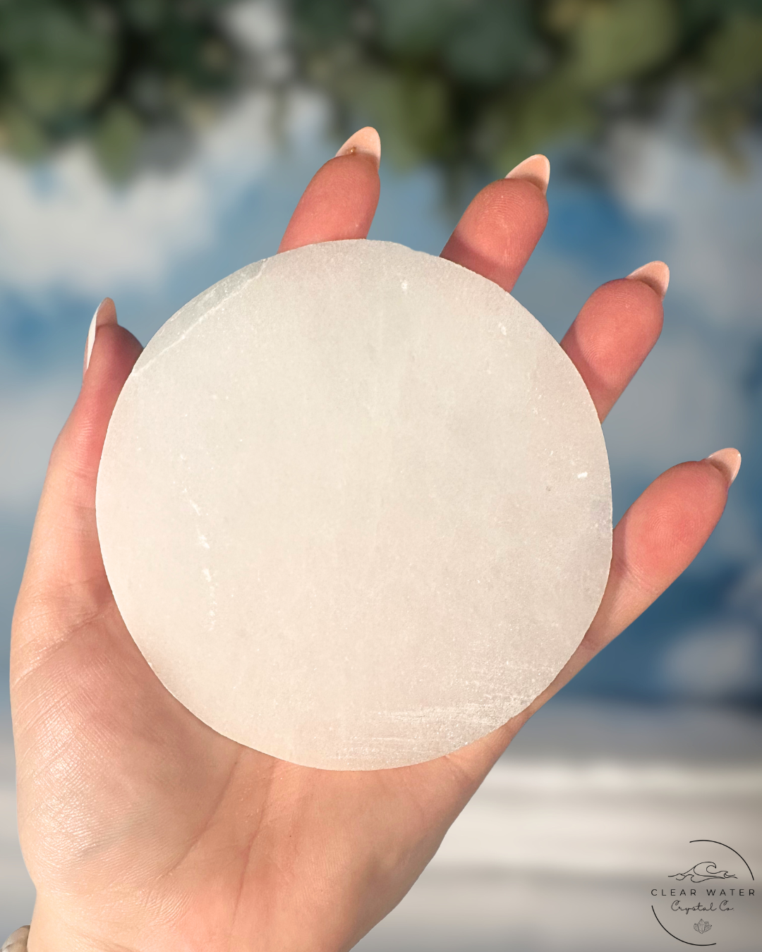 Satin Spar Charging Plate: Lunar Light