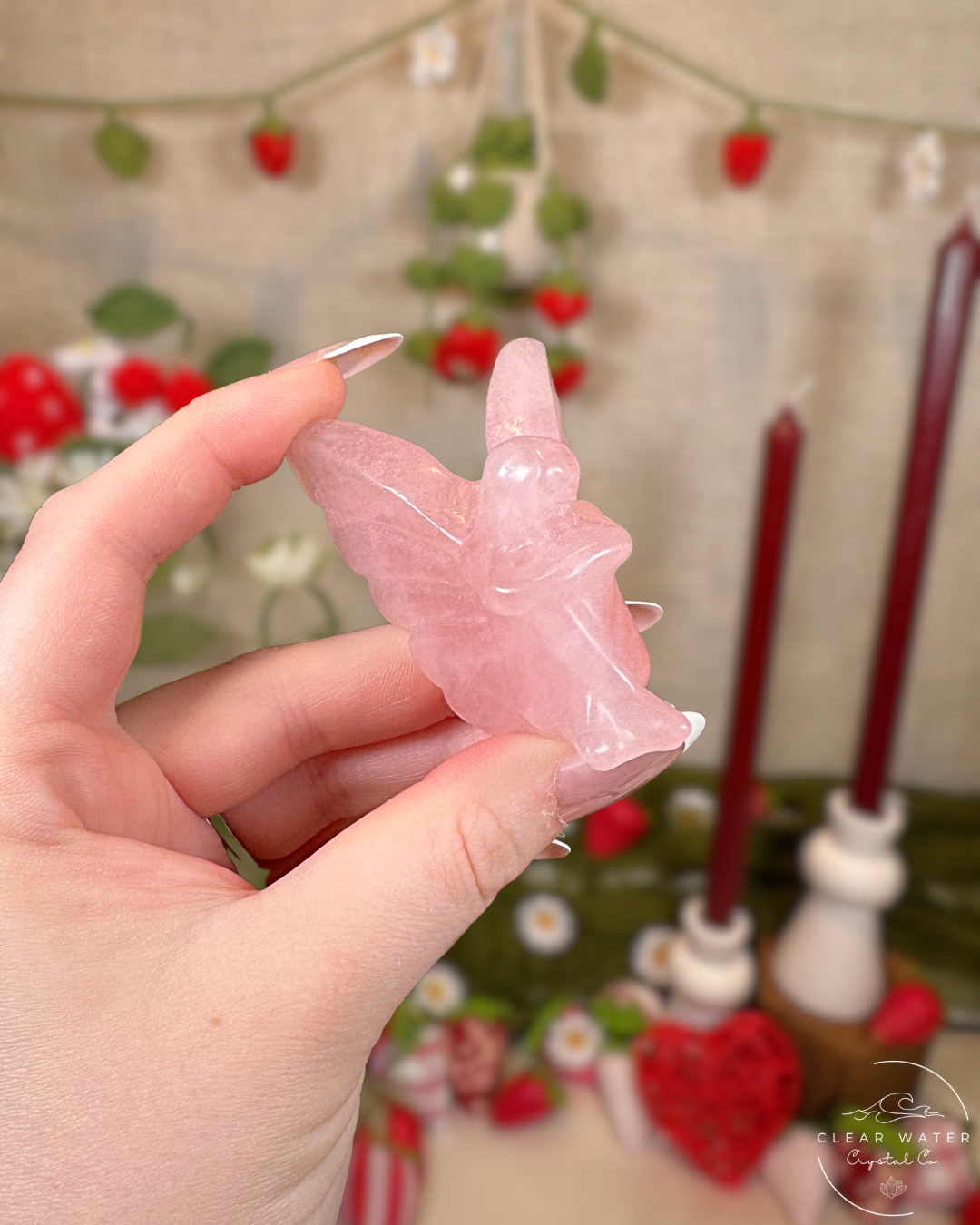 Rose Quartz Fairy Carvings