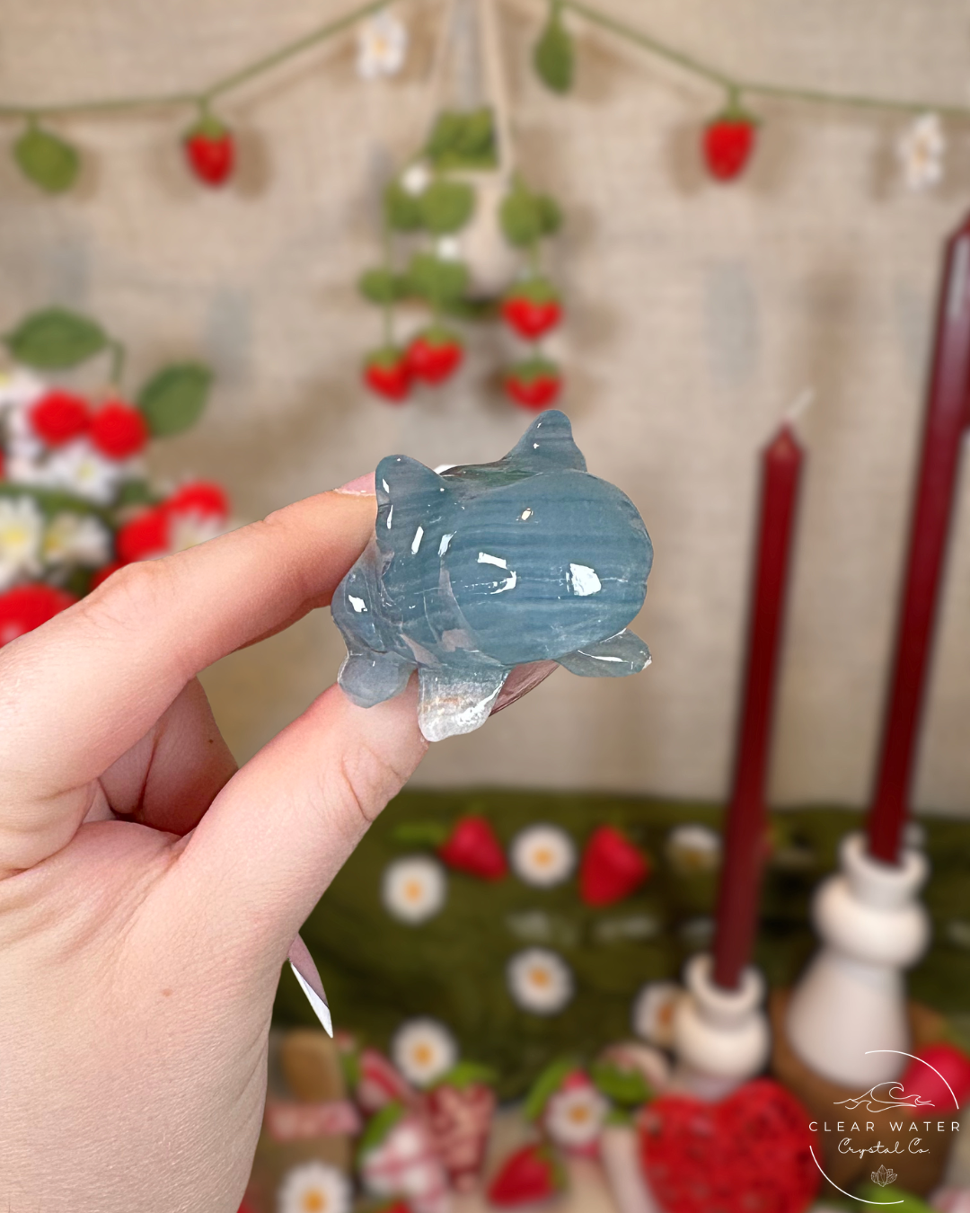 Medium Blue Onyx Axolotl Carvings | Argentina