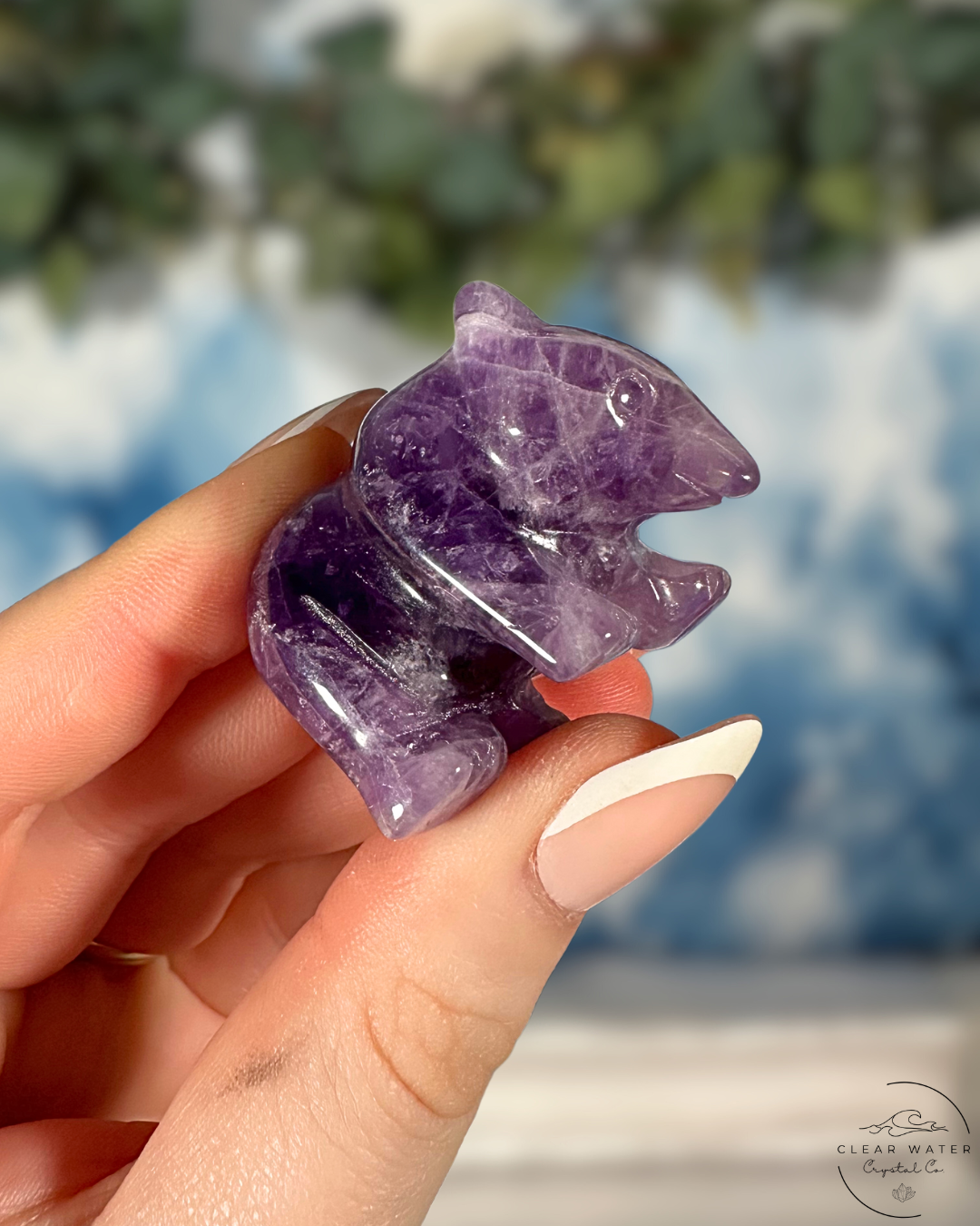 Hand Carved Bear (Clear Quartz, Rose Quartz, Obsidian and Amethyst)