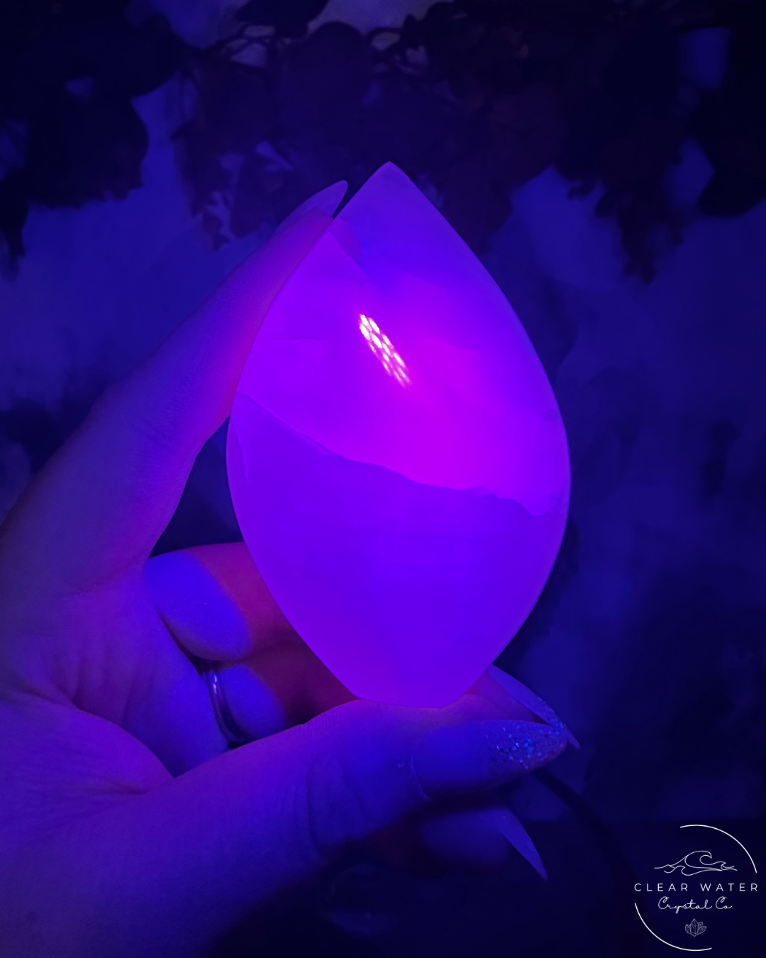 Mangano Calcite Flames from Pakistan - Gentle Glow & UV Reactive Magic