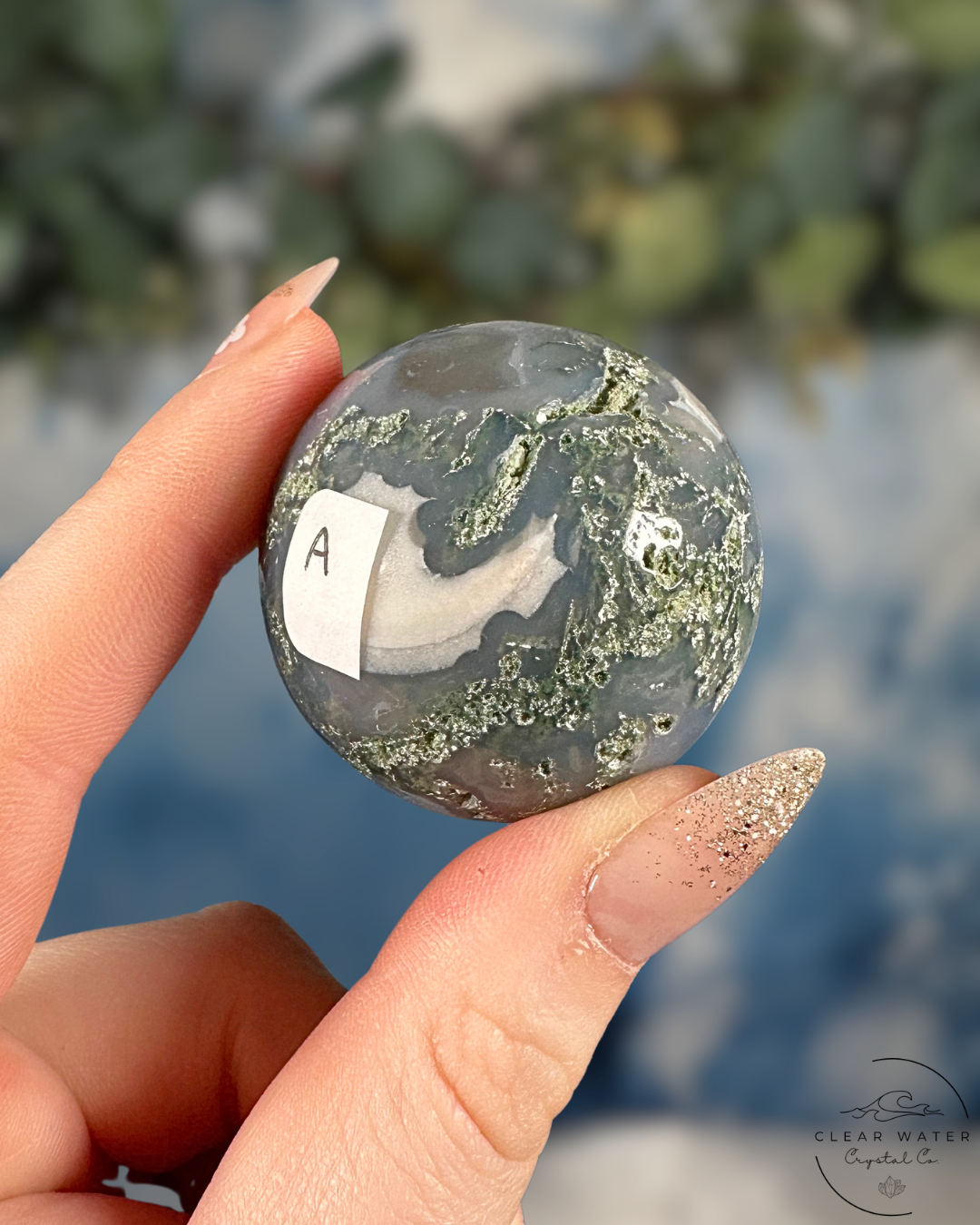 Moss Agate Sphere - Grounding Growth & Inner Harmony
