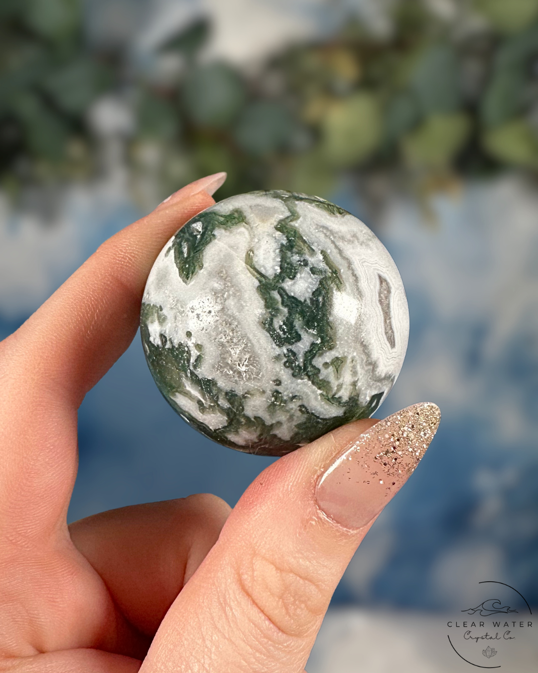 Moss Agate Sphere - Grounding Growth & Inner Harmony