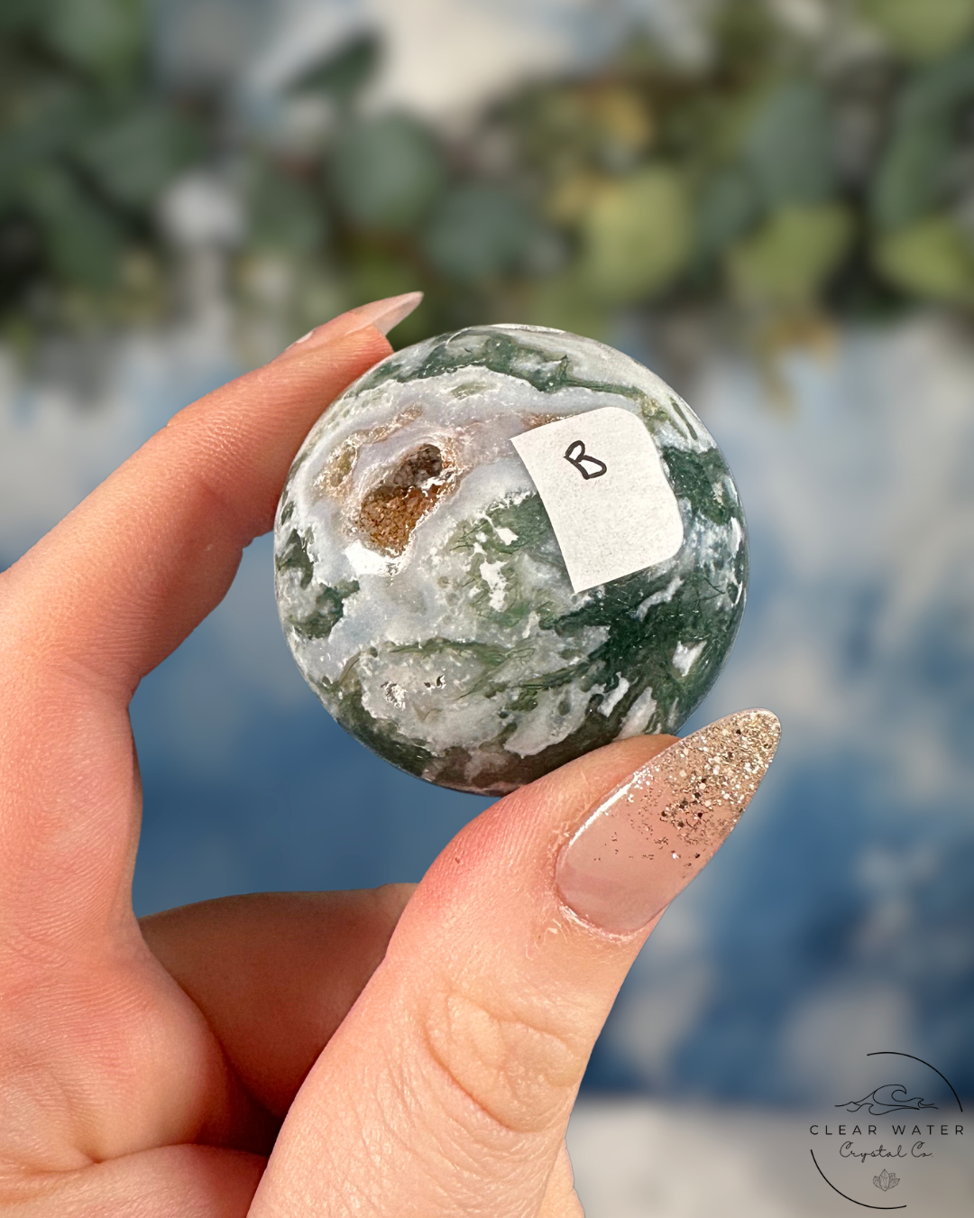 Moss Agate Sphere - Grounding Growth & Inner Harmony