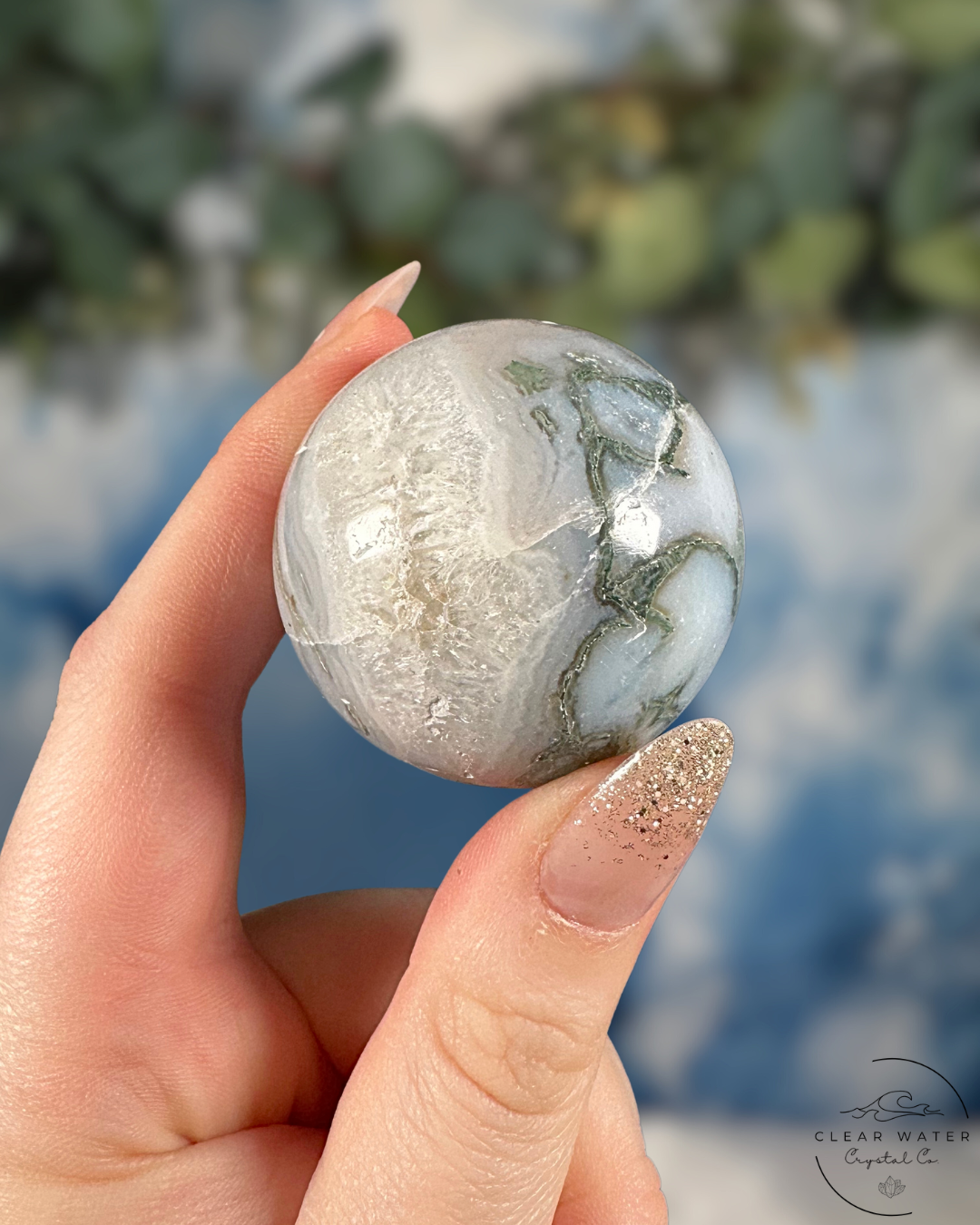 Moss Agate Sphere - Grounding Growth & Inner Harmony