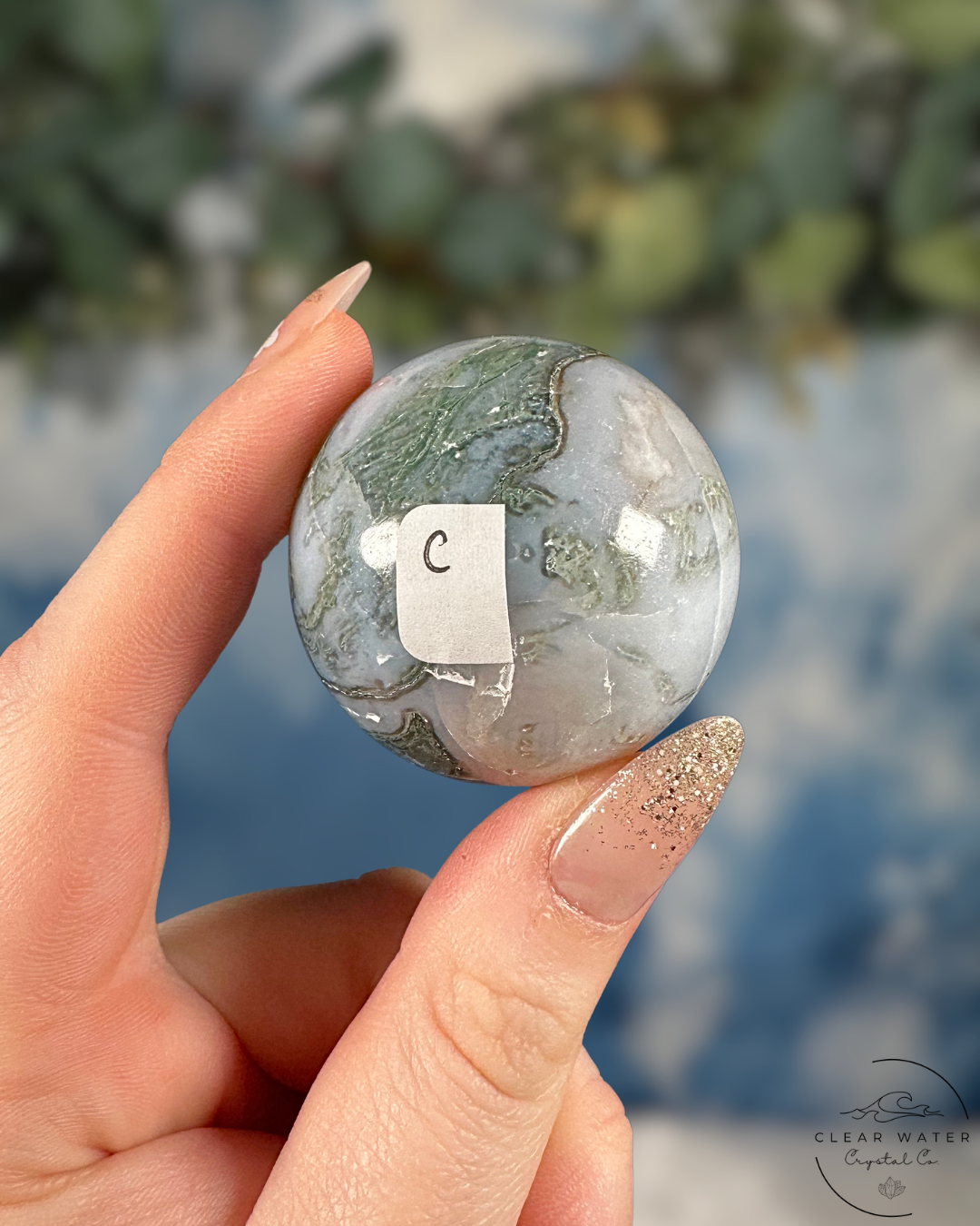 Moss Agate Sphere - Grounding Growth & Inner Harmony