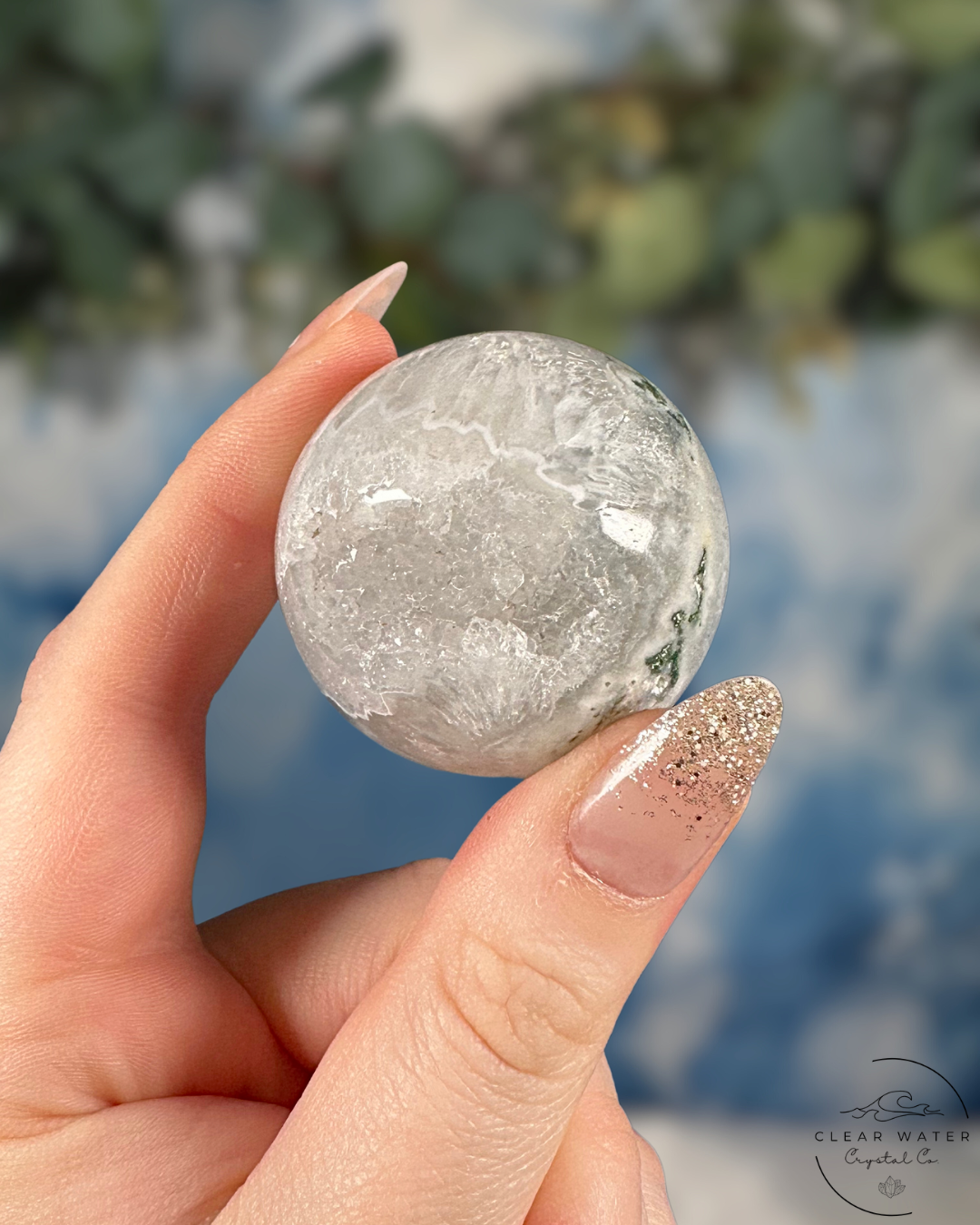 Moss Agate Sphere - Grounding Growth & Inner Harmony