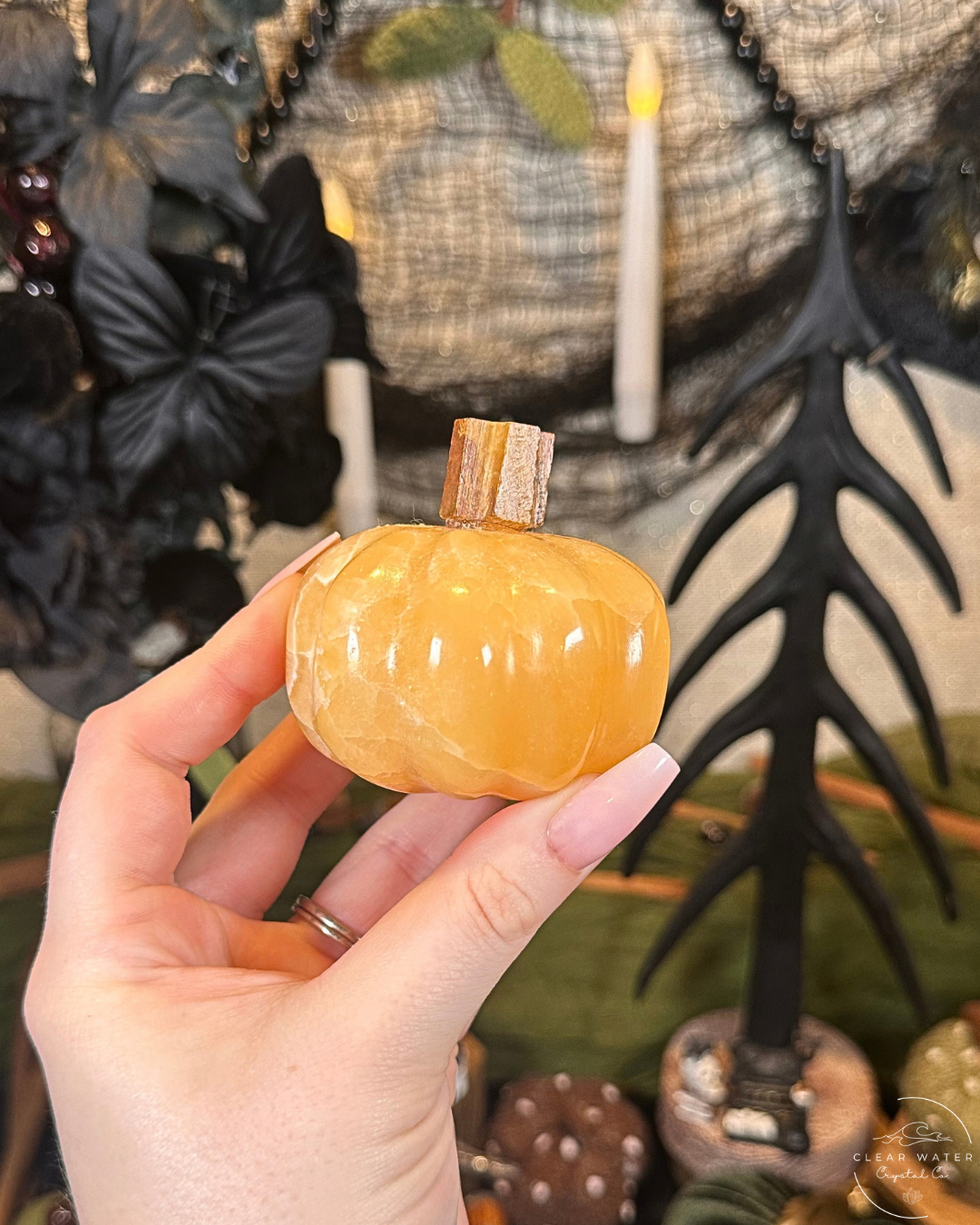 Orange Calcite Pumpkin Carving | Mexico
