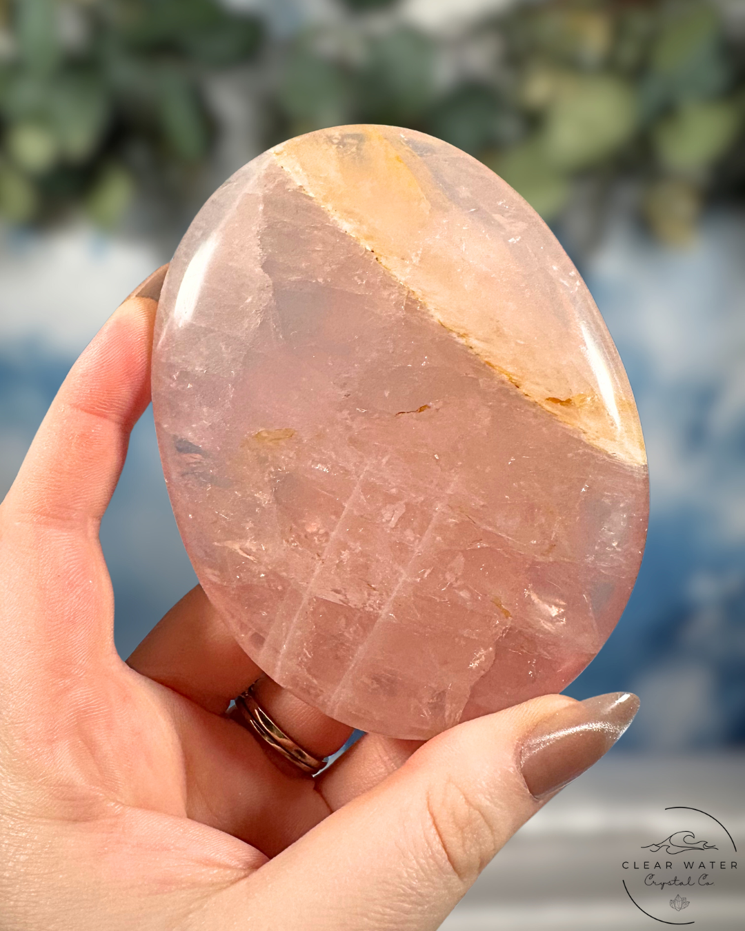 Extra Large Madagascan Rose Quartz Palmstones: Love's Embrace