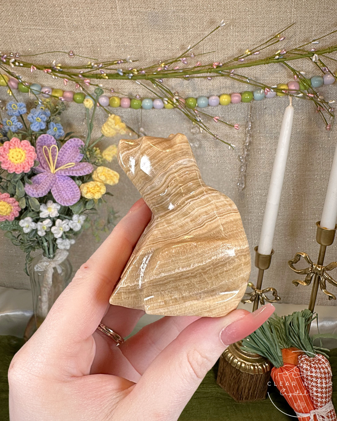 Amber Onyx Chubby Sitting Bear Carvings – Mexico