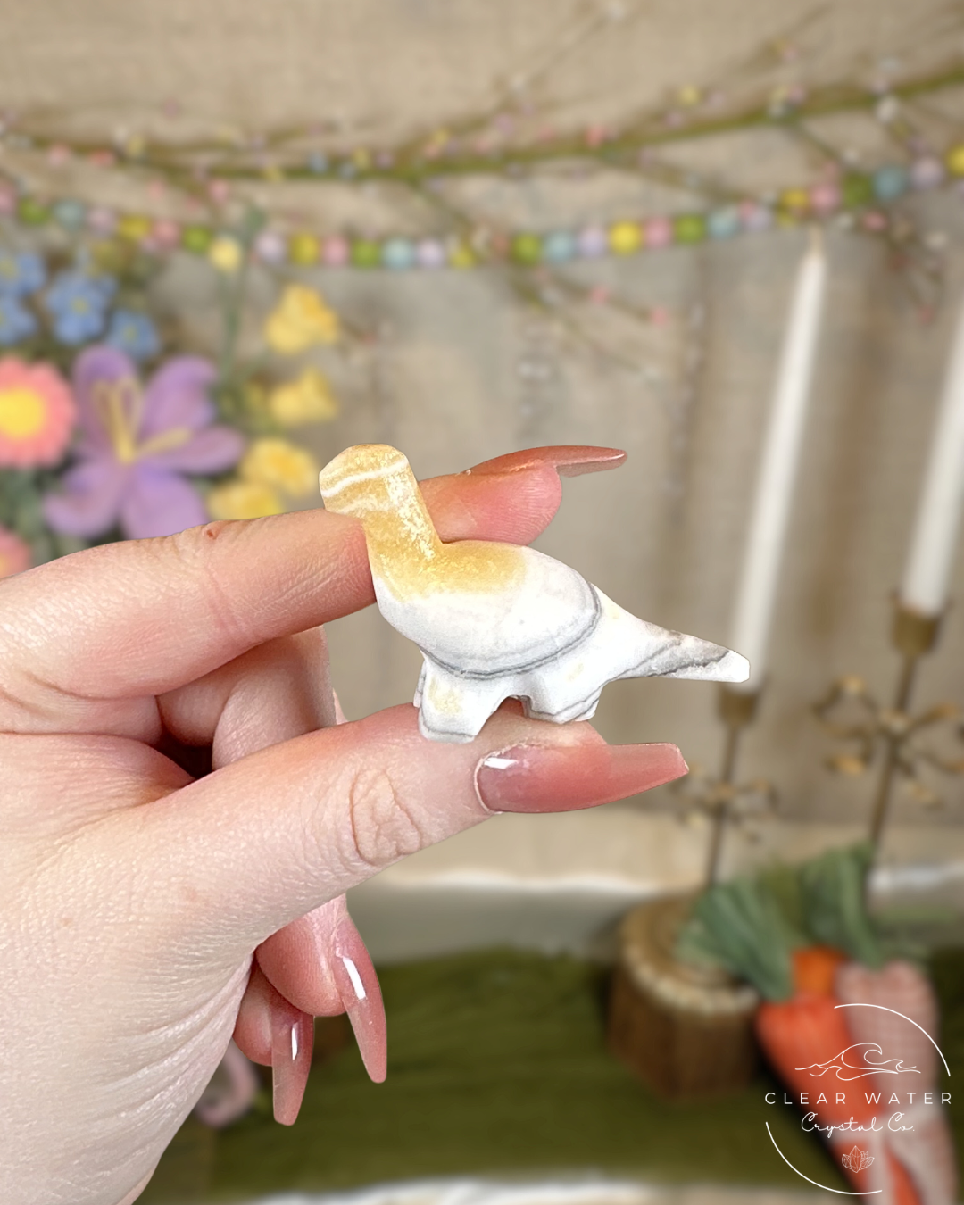 Zebra Calcite Brontosaurus Carvings – Mexico