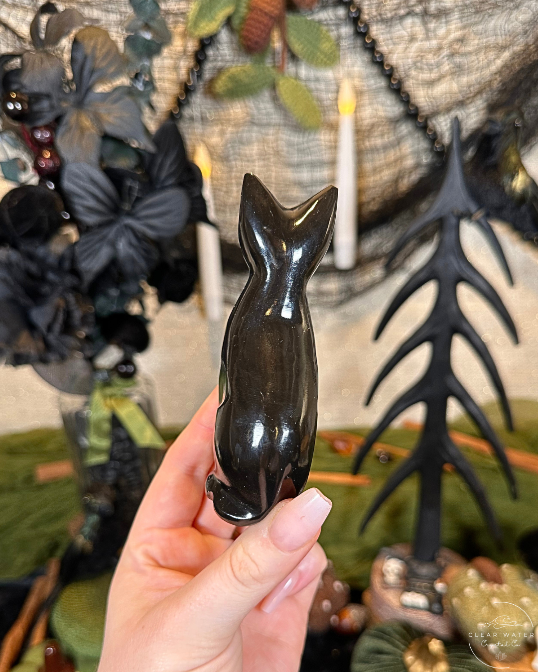 Black Onyx Cat Carving | Mexico