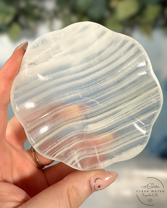 Mexican White Onyx Scalloped Dishes