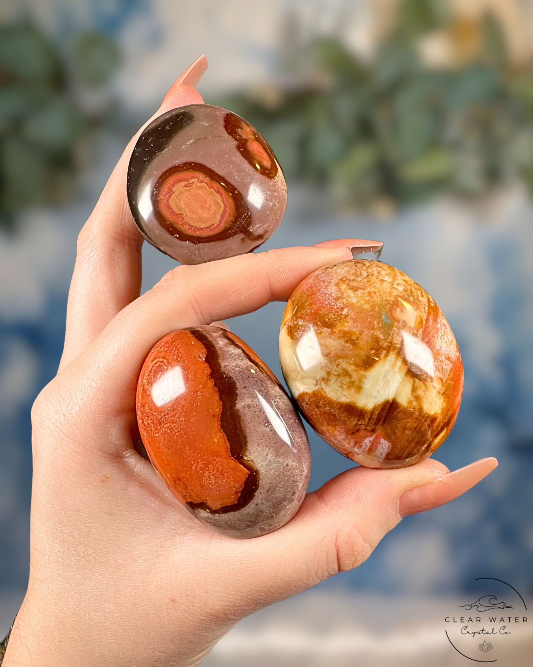 Earth's Palette: Intuitively Chosen Polychrome Jasper Palm Stone