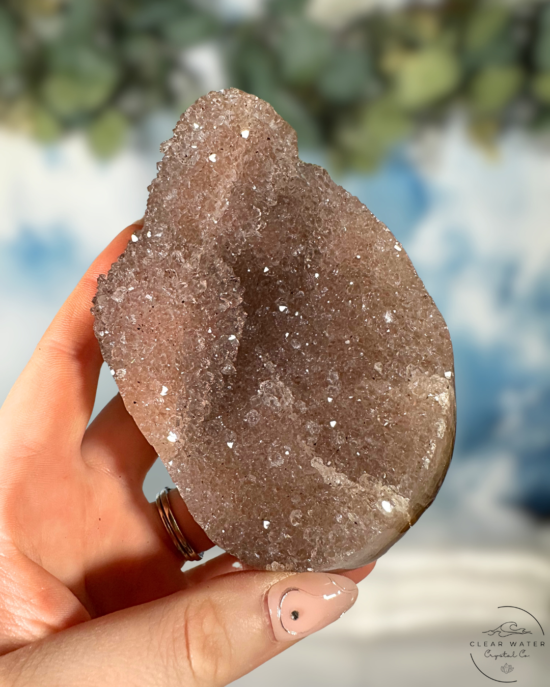 Uruguayan Amethyst on Custom Stand - Rose Blush