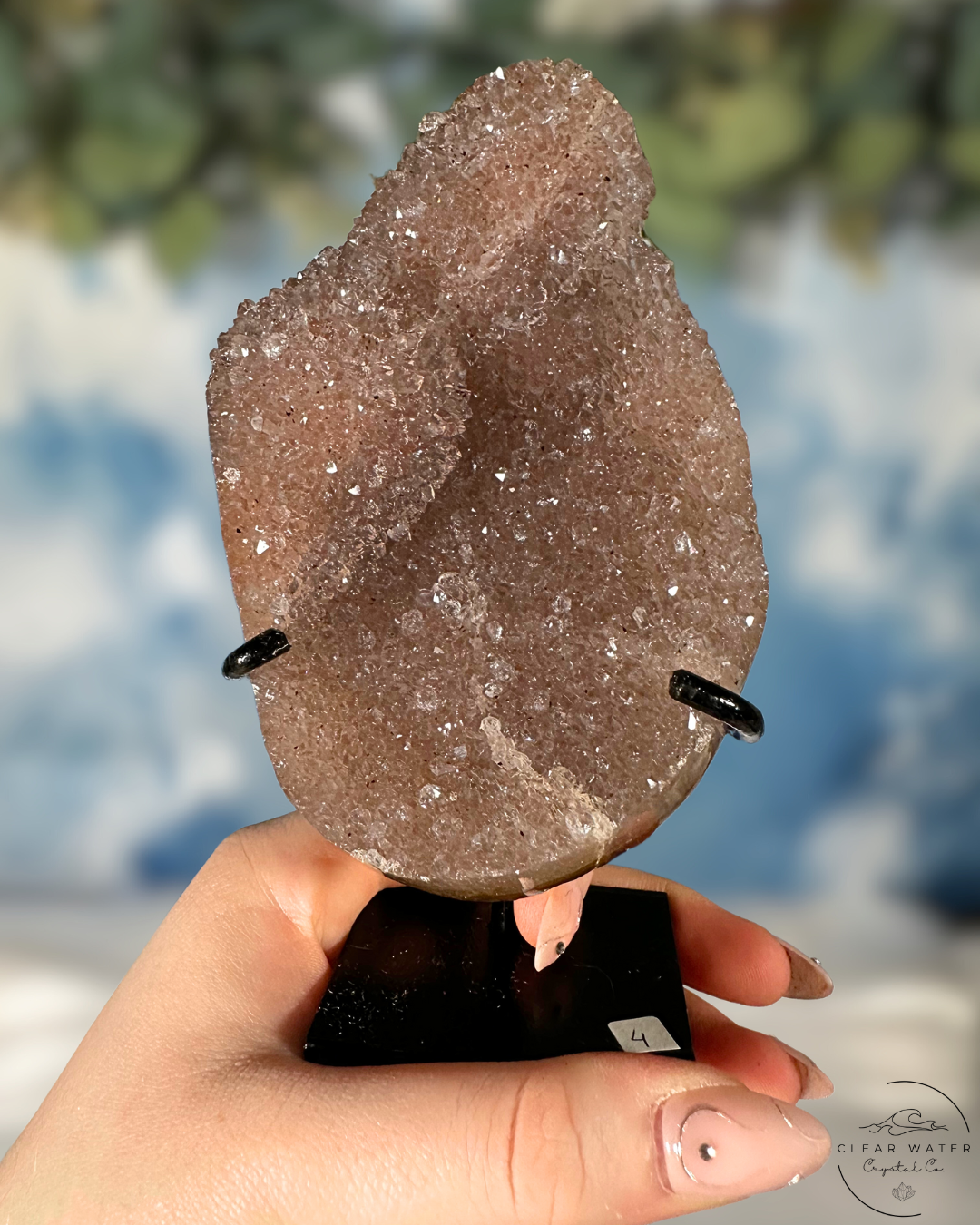 Uruguayan Amethyst on Custom Stand - Rose Blush