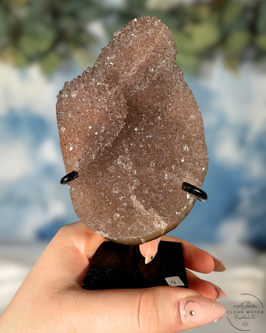 Uruguayan Amethyst on Custom Stand - Rose Blush