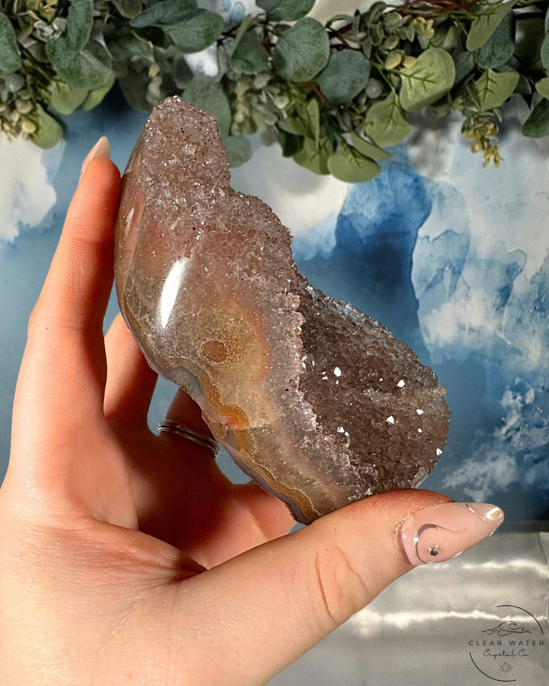 Uruguayan Amethyst on Custom Stand - Rose Blush