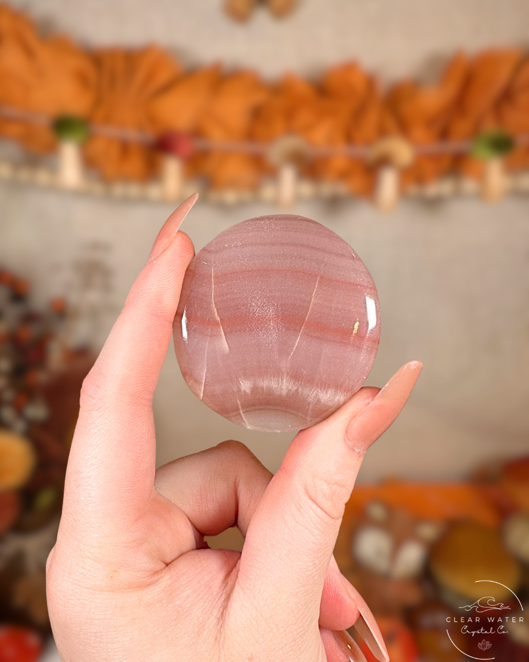 Pocket Petal: Pink Banded Onyx Flatstone