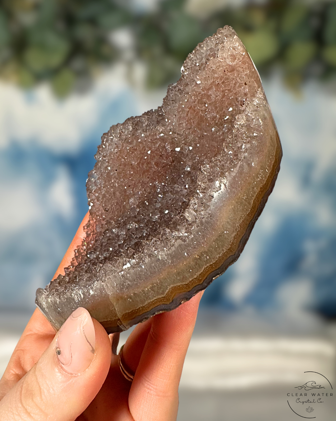 Uruguayan Amethyst on Custom Stand - Rose Blush
