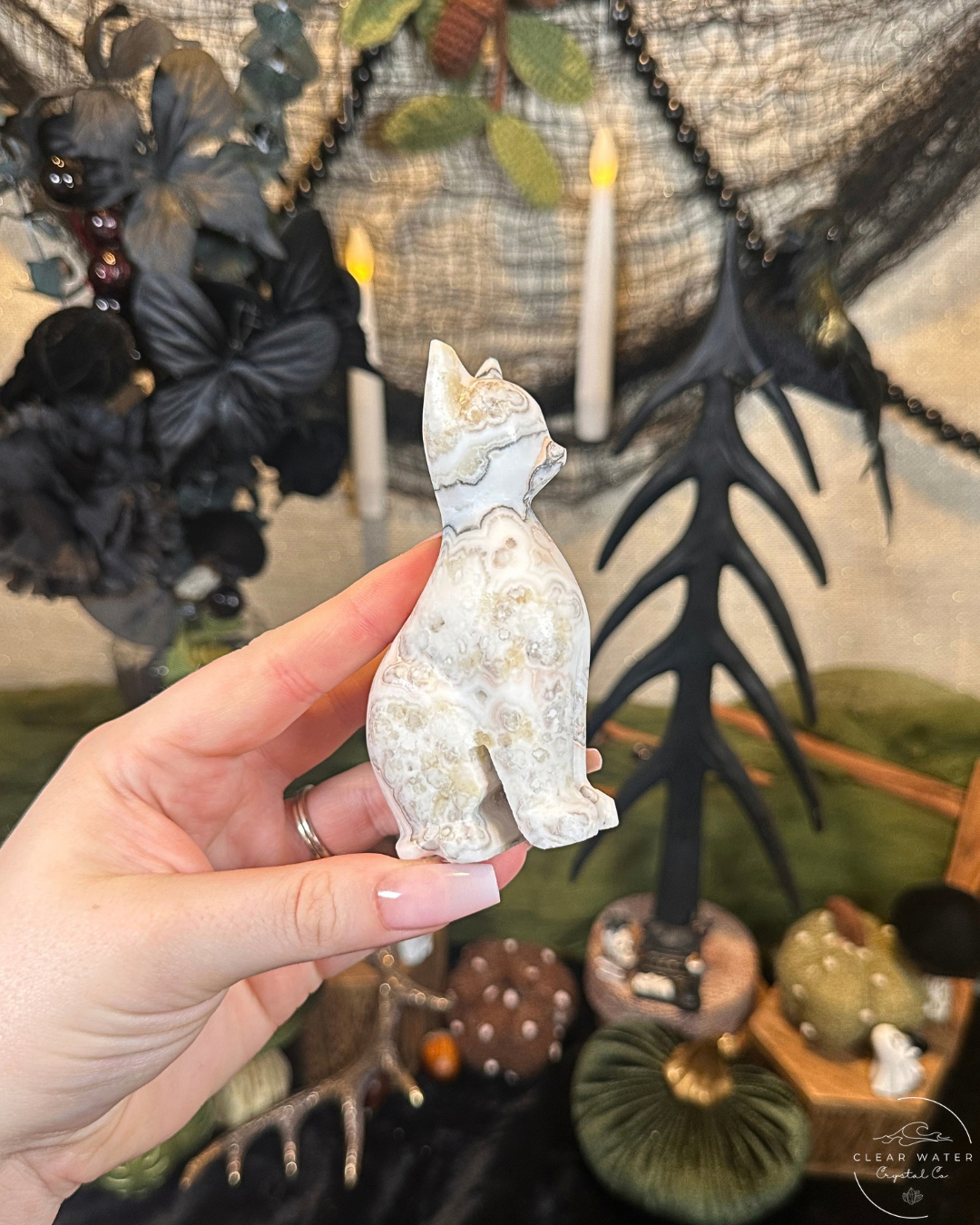 Zebra Calcite Cat Carving | Mexico