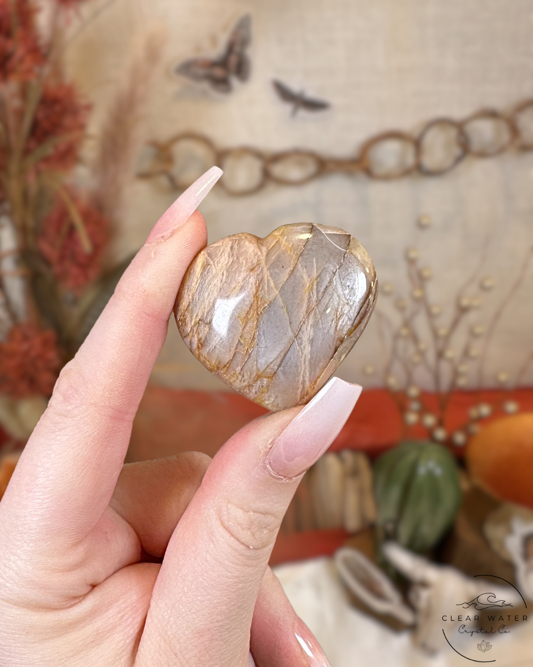 Peach Moonstone Hearts- Madagascar