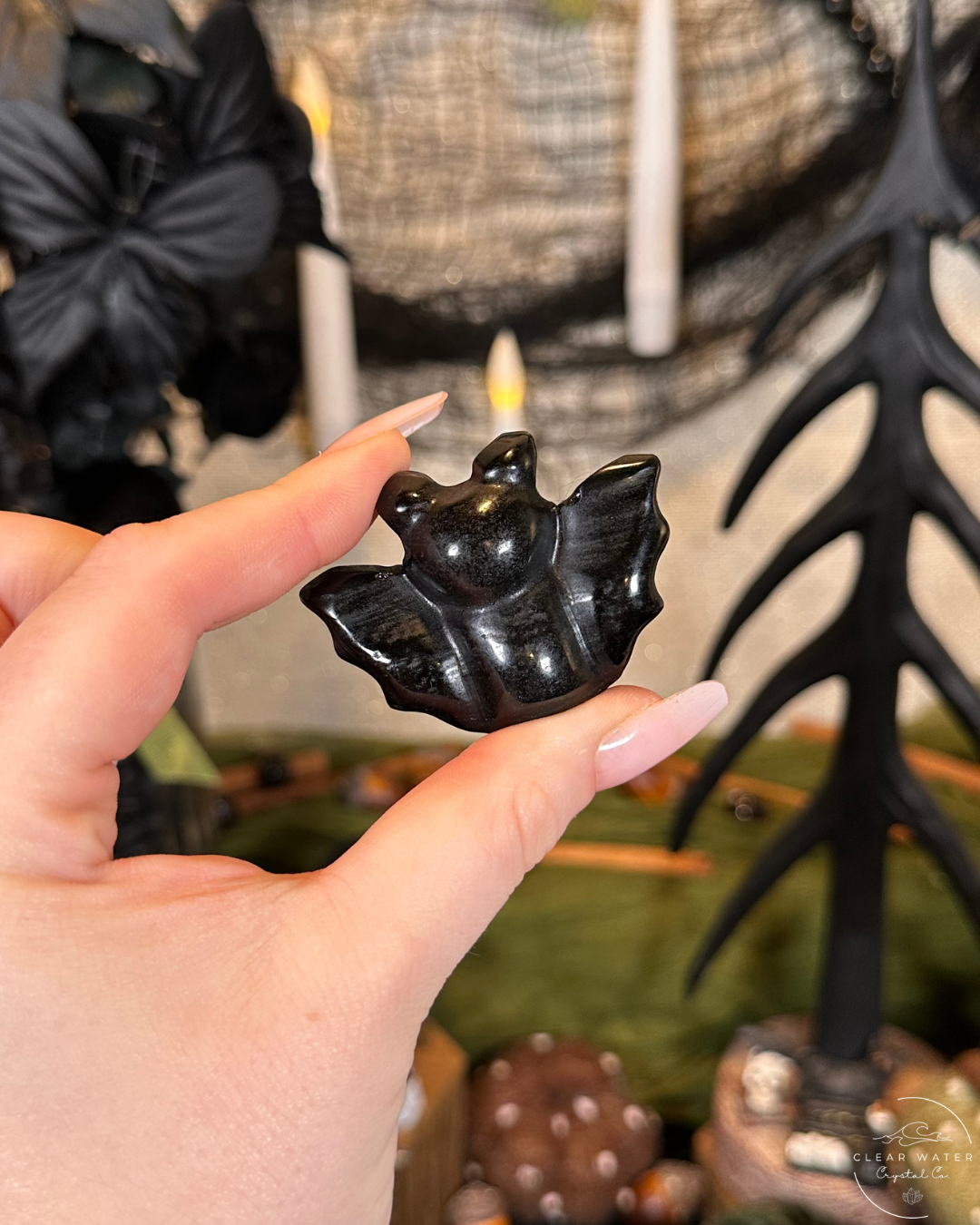 Obsidian Bat Carving