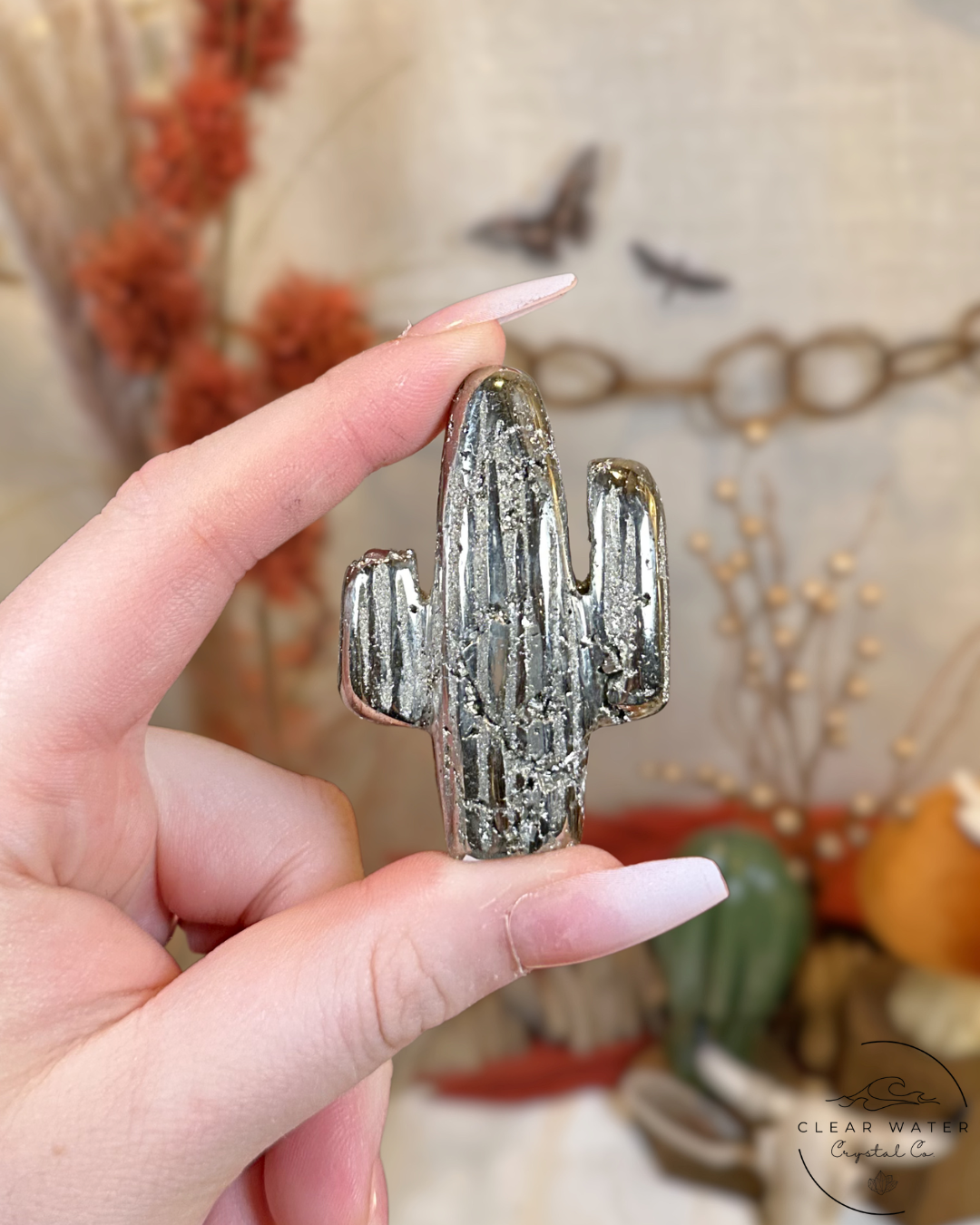 Peruvian Pyrite Cactus Carving
