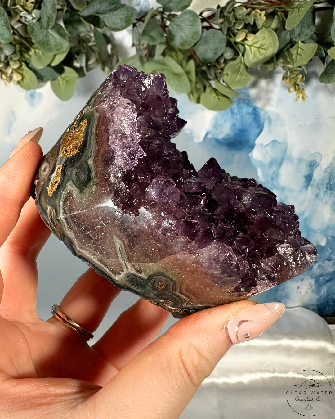 Uruguayan Amethyst on Custom Stand: Blackberry Fields