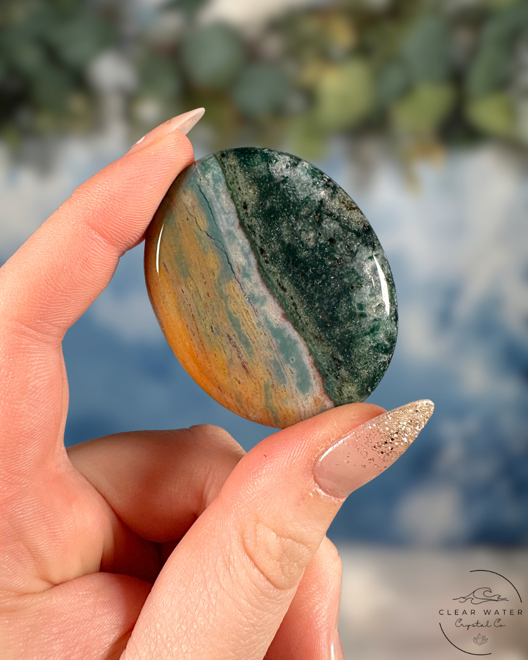 Sea Jasper Worry Stone: Tranquil Flow & Gentle Nurturing