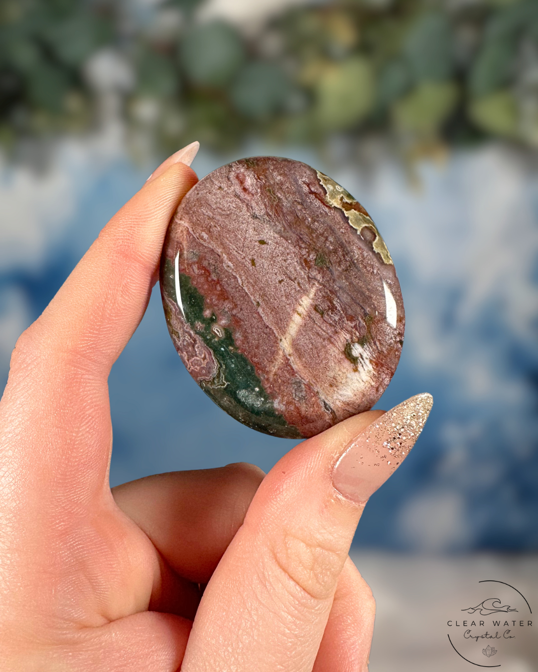 Sea Jasper Worry Stone: Tranquil Flow & Gentle Nurturing