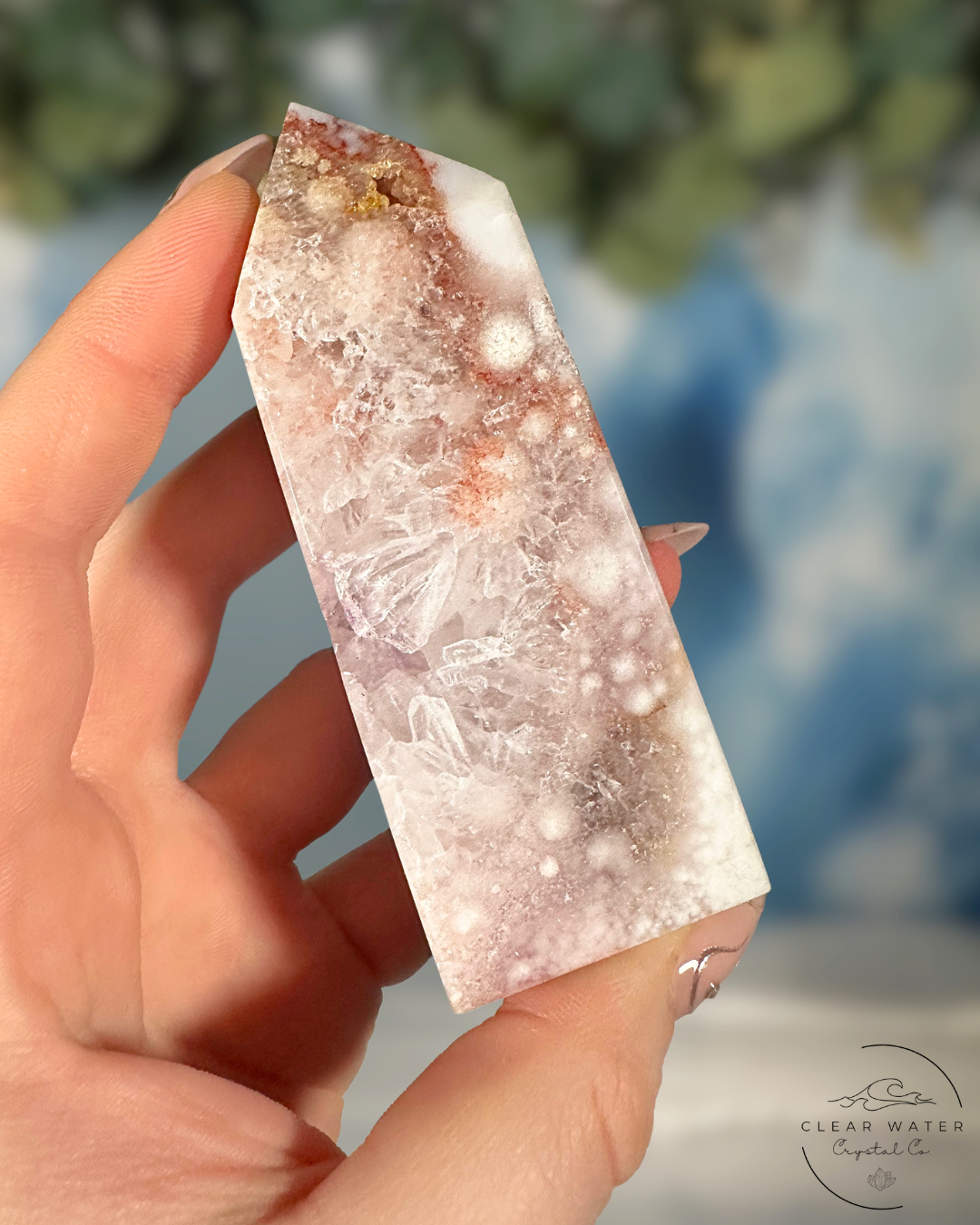 Blooming Heart Tower: Flower Agate & Pink Amethyst Synergy
