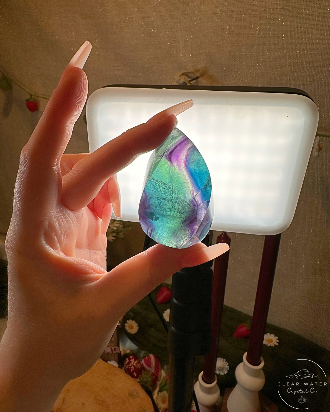 Blue Fluorite Flame Carvings